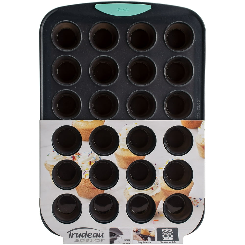 Trudeau Maison Silicone Mini Muffin Pan Gray/Mint24 Cavity Walmart