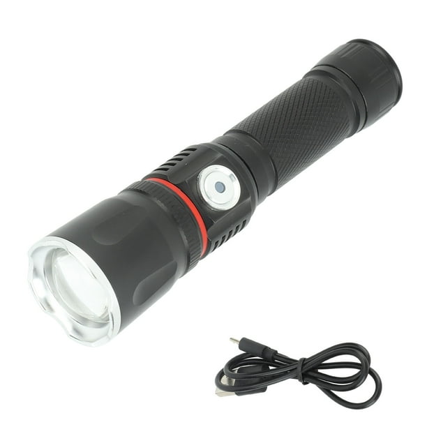 Linterna de luz fuerte de aleación de aluminio recargable por USB COB LED Linterna de zoom telescópica con imán de cola para exteriores Negro
