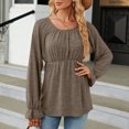 thumbnail image 4 of HKEJIAOI Womens Hauts à Manches Longues Col Rond Solide pour Femme Tops pour Femme, 4 of 7