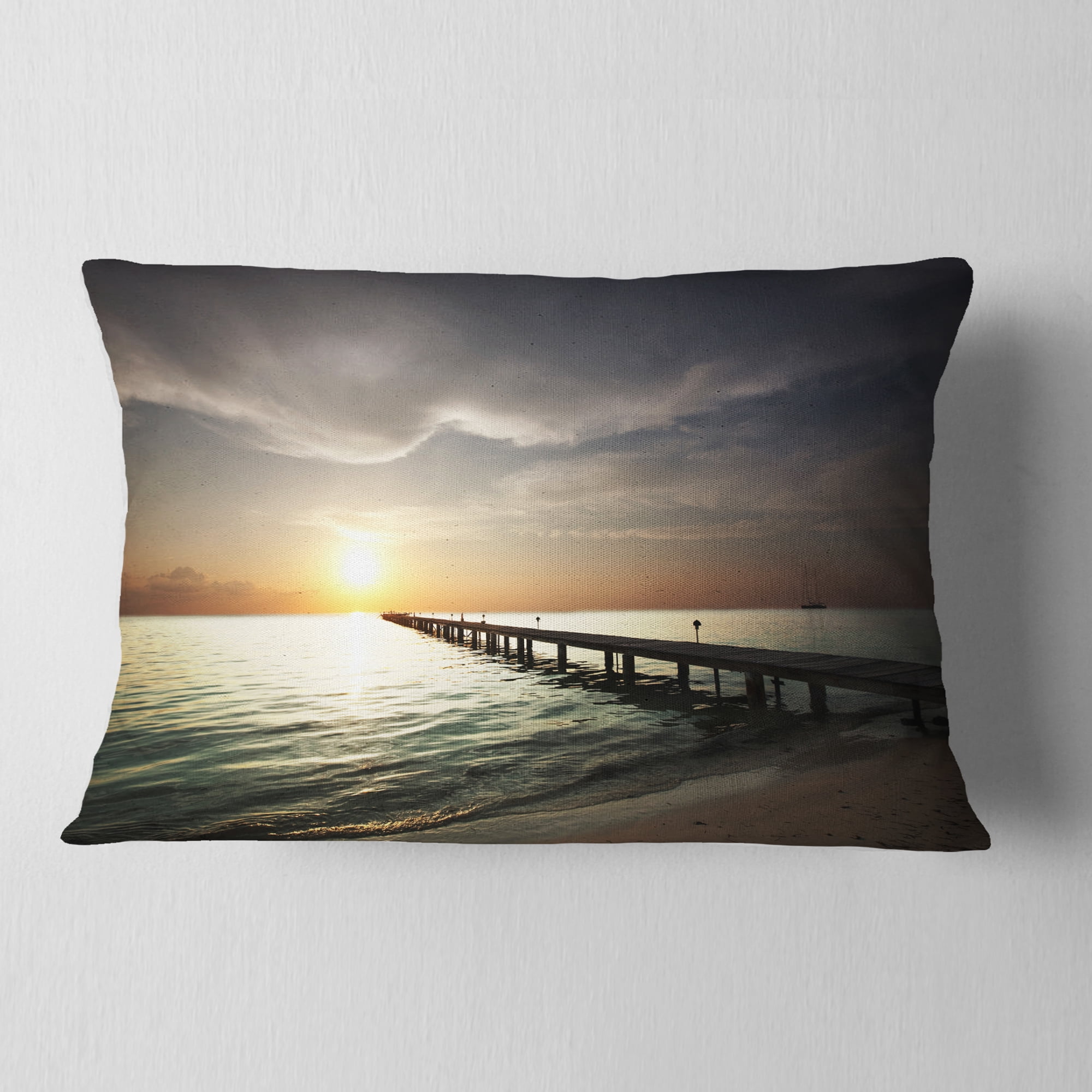 Designart 12" x 20" Multi-color Polyester Throw Pillow