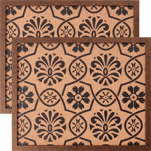 Craig Frames Decorative Cork Bulletin Board, 18.5x23 Inch, Copper Frame with Floral Pattern, Set of 2