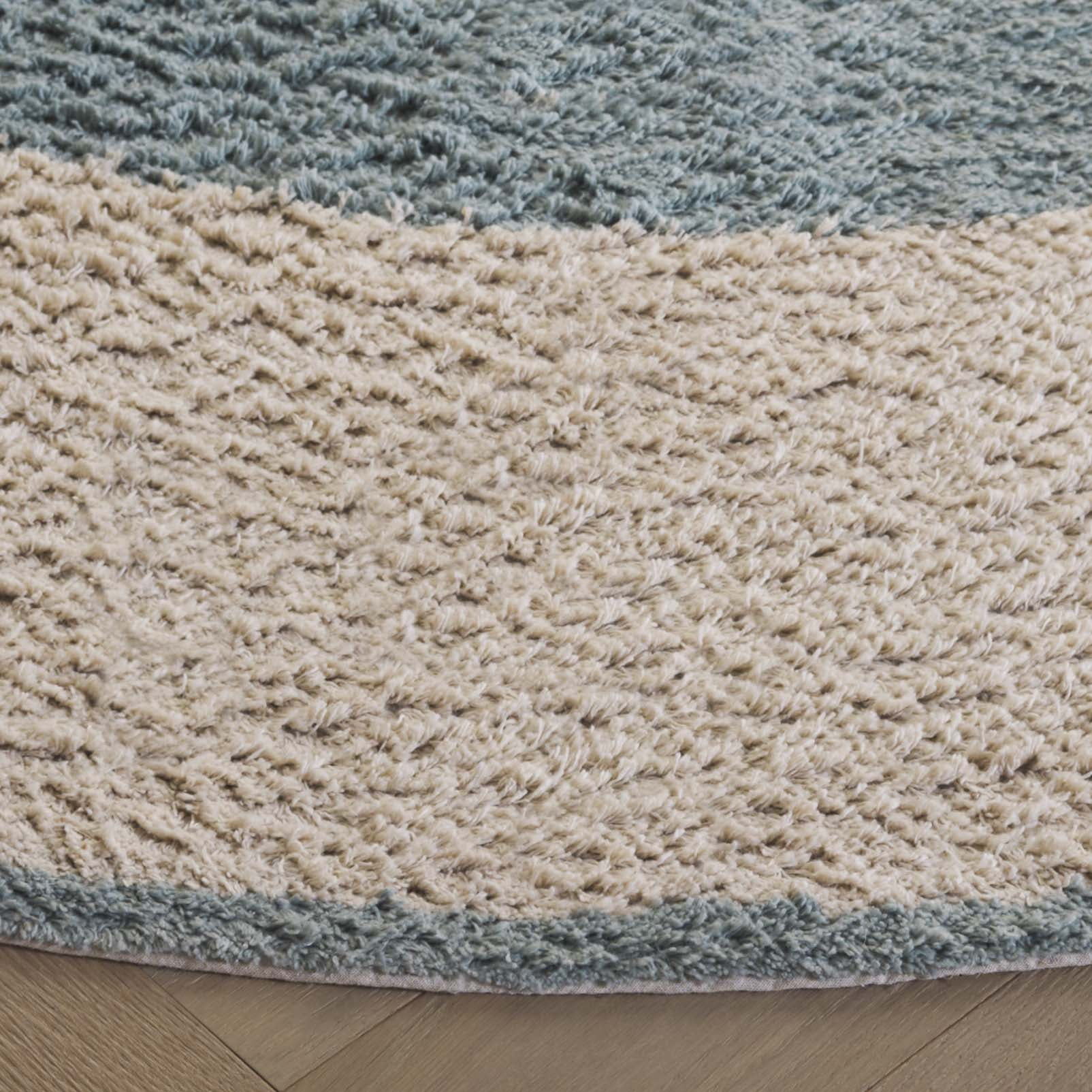 Safavieh Easy Care Anselmo Bordered Area Rug, Ivory/Turquoise, 3' x 3' Round