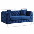 thumbnail image 4 of Morden Fort Living Room Furniture Sets, Velvet Chair Couch and Sofa 3 Piece Blue, 4 of 7
