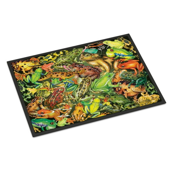 Carolines Treasures PRS4053JMAT Frogs Door Mat Indoor Rug or Outdoor Welcome Mat 24x36 Doormat  36"L x 24"W multicolor