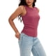 thumbnail image 4 of Camisetas sin mangas de cuello redondo acanaladas para mujer ATHLECHIC XL Burdeos, 4 of 5