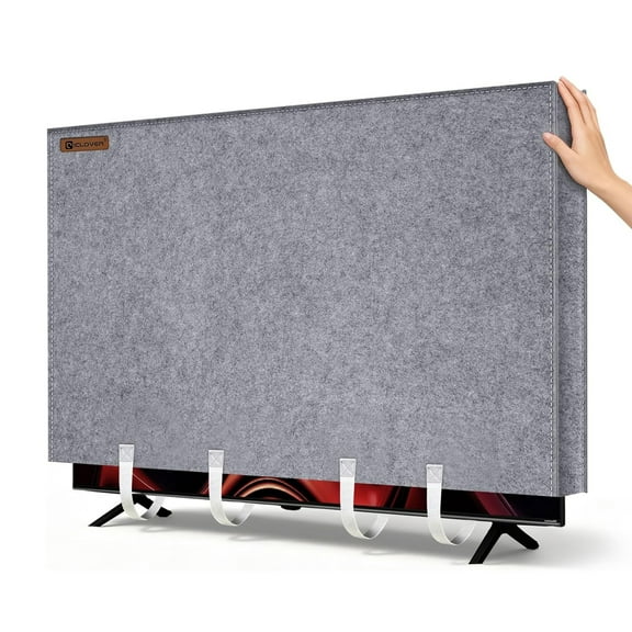 HOMEYA TV Cover Moving Dust Anti-Scratch TV Screen Cover Fits 60"-65" TV with Bottom Strap, Thick Felt TV Moving Cover for Renovation, Painting, Storing