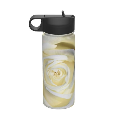 

Uemuo White Rose Print 18oz Sports Insulated Kettle Water Bottle Outdoor Sports Bottle Insulated Hydration Bottle with Handle & Flip Straw