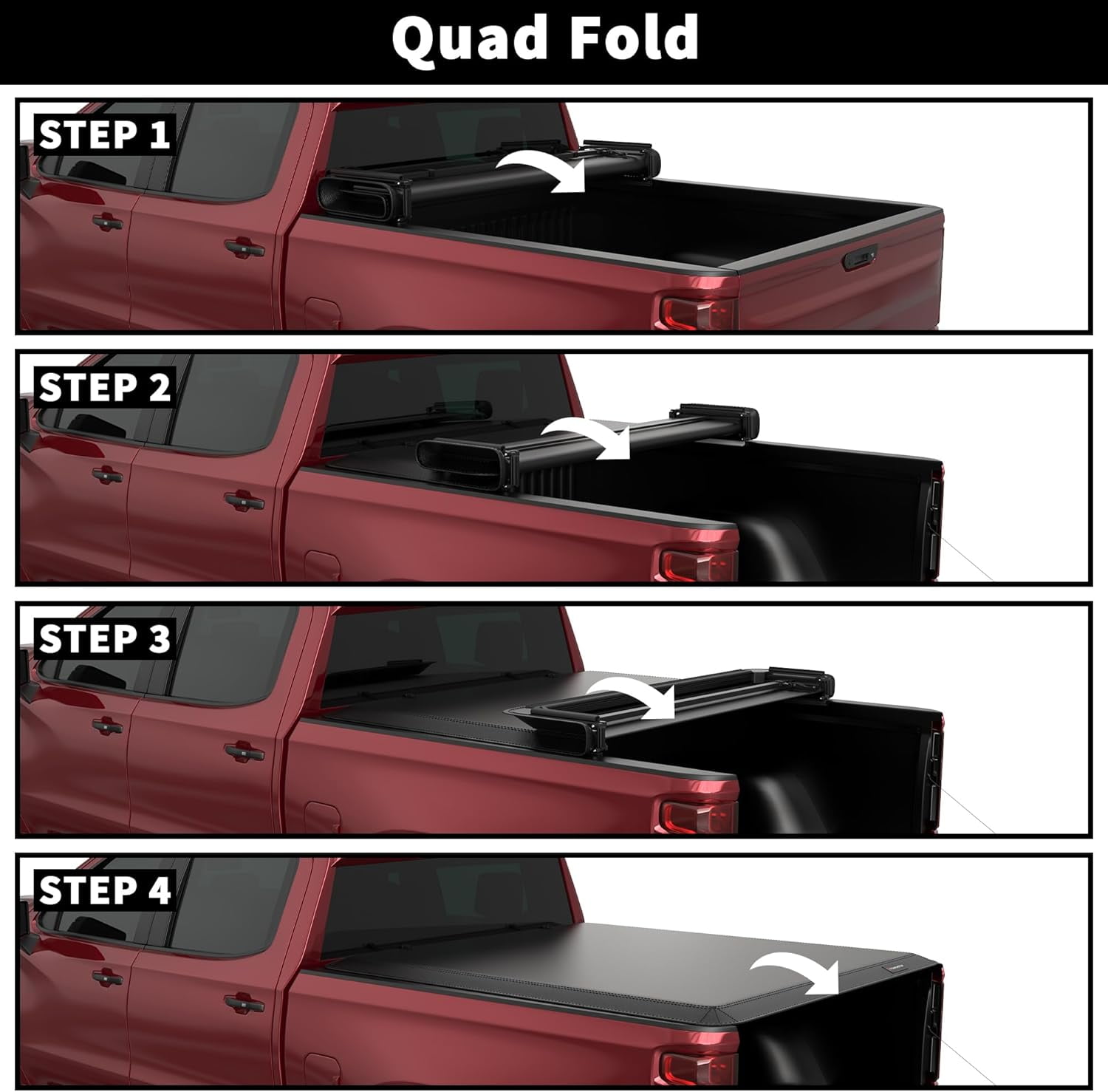 TITANICMOTOR 4-Fold 5.8FT 69.3Inch Hard Quad Aluminum Truck Bed Tonneau Cover Compatible for 2019-2024 2025 Chevy Silverado/GMC Sierra 1500 Fleetside New Body Style