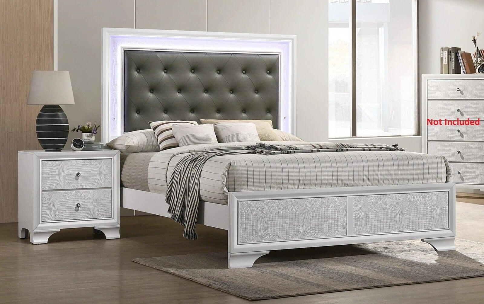 Modern Style Frost Finish 3pc California King Size Bedroom Set LED ...
