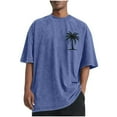 thumbnail image 2 of Men Printed Casual Sports Washed Distressed T-shirt Short Sleeve Round-neck Top Blouse, 2 of 5