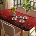 thumbnail image 3 of Ombre Red Geometric Table Cloths for 5 Foot Rectangle Tables, Modern Abstract Art Patio Waterproof Elastic Fitted Tablecloths, Washable Rectangular Table Cover for Camping, 3 of 8