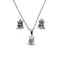 thumbnail image 1 of COLLAR DE BUHO BLANCO DE PLATA CON ARETES, 1 of 5