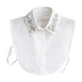 thumbnail image 3 of Women's Embellished Detachable False Collar, Pearl and Rhinestone Chiffon Collar, Elegant Wedding Blouse Accessory, Adjustable Mock Neck Piece for Dresses and Sweaters - White, 3 of 9