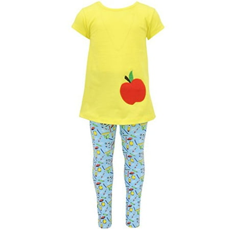Girls Back to School Apple Embroidered 2 Piece Outfit (9)