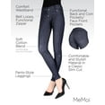 thumbnail image 3 of MeMoi Unbottled Cotton Blend Denim Jean Leggings - Womens - Female (L/XL, Blue), 3 of 7