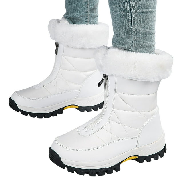 LSLJS Bottes d'Hiver d'Extérieur pour Femmes en Peluche, Isolation Épaisse, Coton Imperméable, Chaussures de Ski de Tourisme Rural, Bottes de Neige pour Femmes