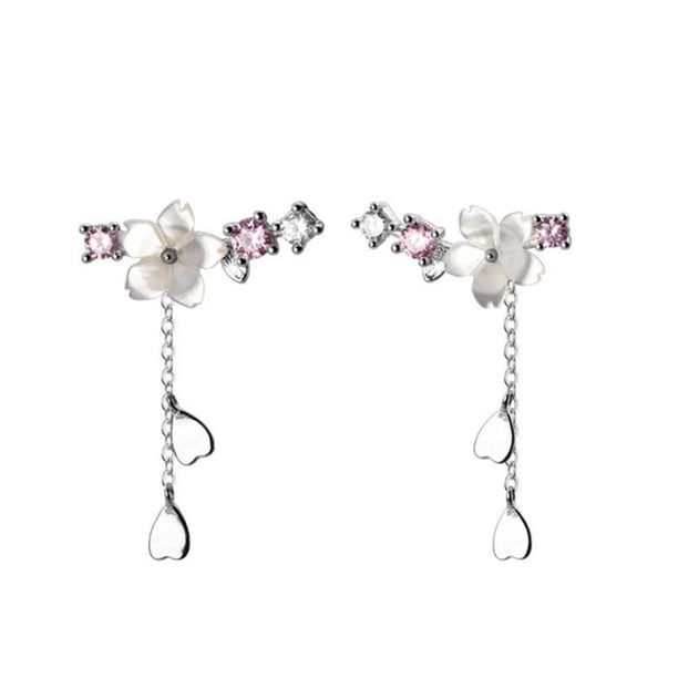 Pendientes De Plata De Ley 925, Diseño De Flores De Cerezo, Pendientes Para Mujer, Regalo De Joyería 1 Par Guardurnaity AP005691-00