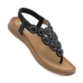 thumbnail image 4 of Women's Summer Sandals Beach Bohemian Beaded Ankle Walking Strap Casual Flip Flops Ladies Sexy Flats Comfortable Shoes, 4 of 8