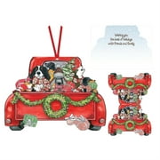 Performing Arts Hangable Ornament Card Red Truck Holiday Dogs Stationery Paper, 69016-12
