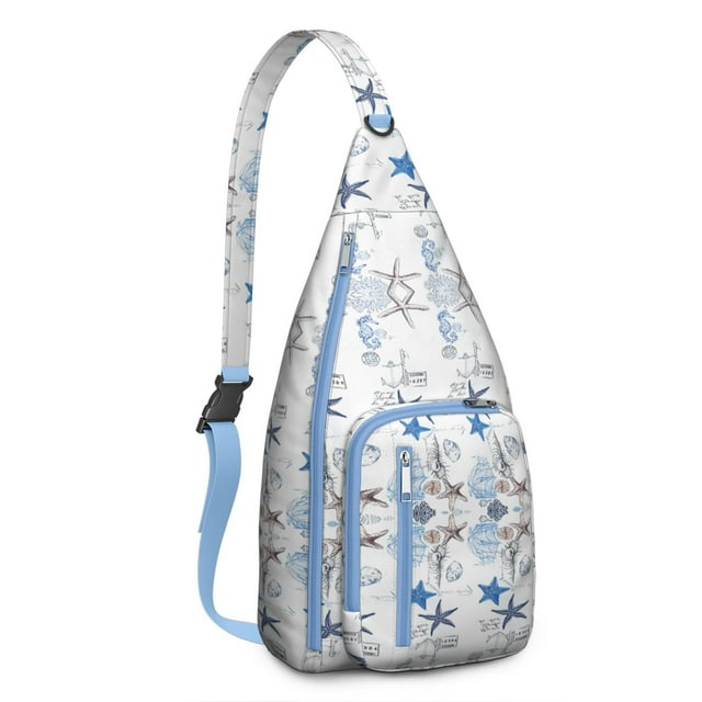 Summer Beach Sling Backpack - Mermaid & Seashell Design Crossbody Shoulder Bag, Fashionable Daypack