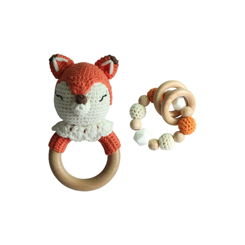 Baby Teether Clip Teething Appease Fox Toy Toddlers Soft Silicone Baby Gift S 