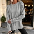 thumbnail image 3 of Womens Oversized Crewneck Sweatshirts Scalloped Casual Pullover Tops, 3 of 8