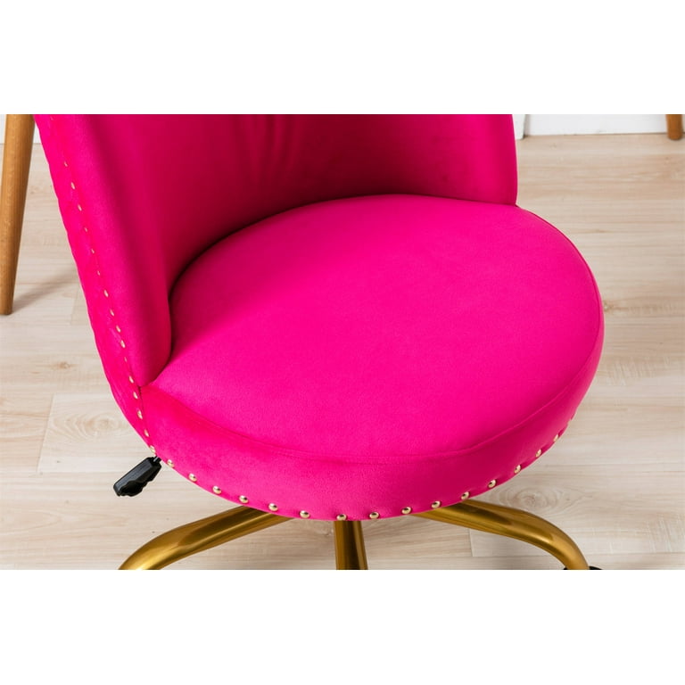 Swivel Accent Chair with Rolling Wheels, Velvet Home Office Desk Chair for  Living Room and Bedroom, Adjustable Modern Tilt Task Chair for Computer Desk,  Fuchsia 