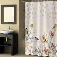 thumbnail image 2 of Fabric Shower Curtain, Watercolor Red Green Birds in Branches Bathroom Curtain with 12 Hooks Waterproof No Bad Odor Machine Washable Bath Curtains for Bathroom, Spa Room, 36"x72", 2 of 6