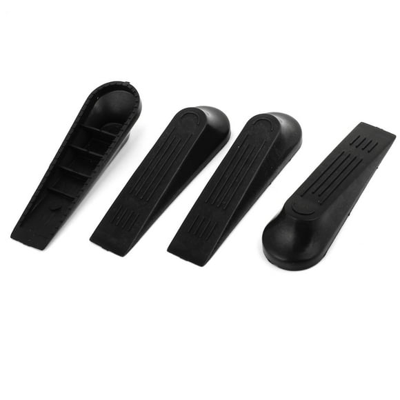 4 Pcs Black Plastic Nonslip Door Stop Wedge Stoppers