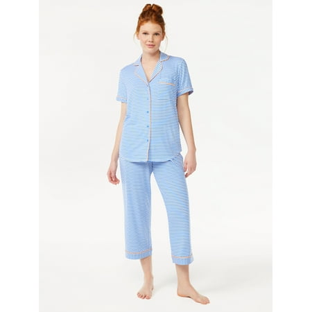 

Joyspun Women s Notch Collar Top and Capris Sleep Set 2-Piece Sizes S to 3X