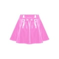 thumbnail image 3 of CHICTRY Womens Glossy Patent Leather Flared Skirt A-Line Mini Skirt for Club Performance, 3 of 7