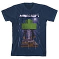thumbnail image 3 of Minecraft Enderman In Rain Boy's Navy Blue T-shirt-Large, 3 of 5