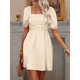 thumbnail image 4 of Vestido Bohemio de Corta Abullonada para Mujer, Escote Cuadrado, Corte A, , Talla S, 4 of 8