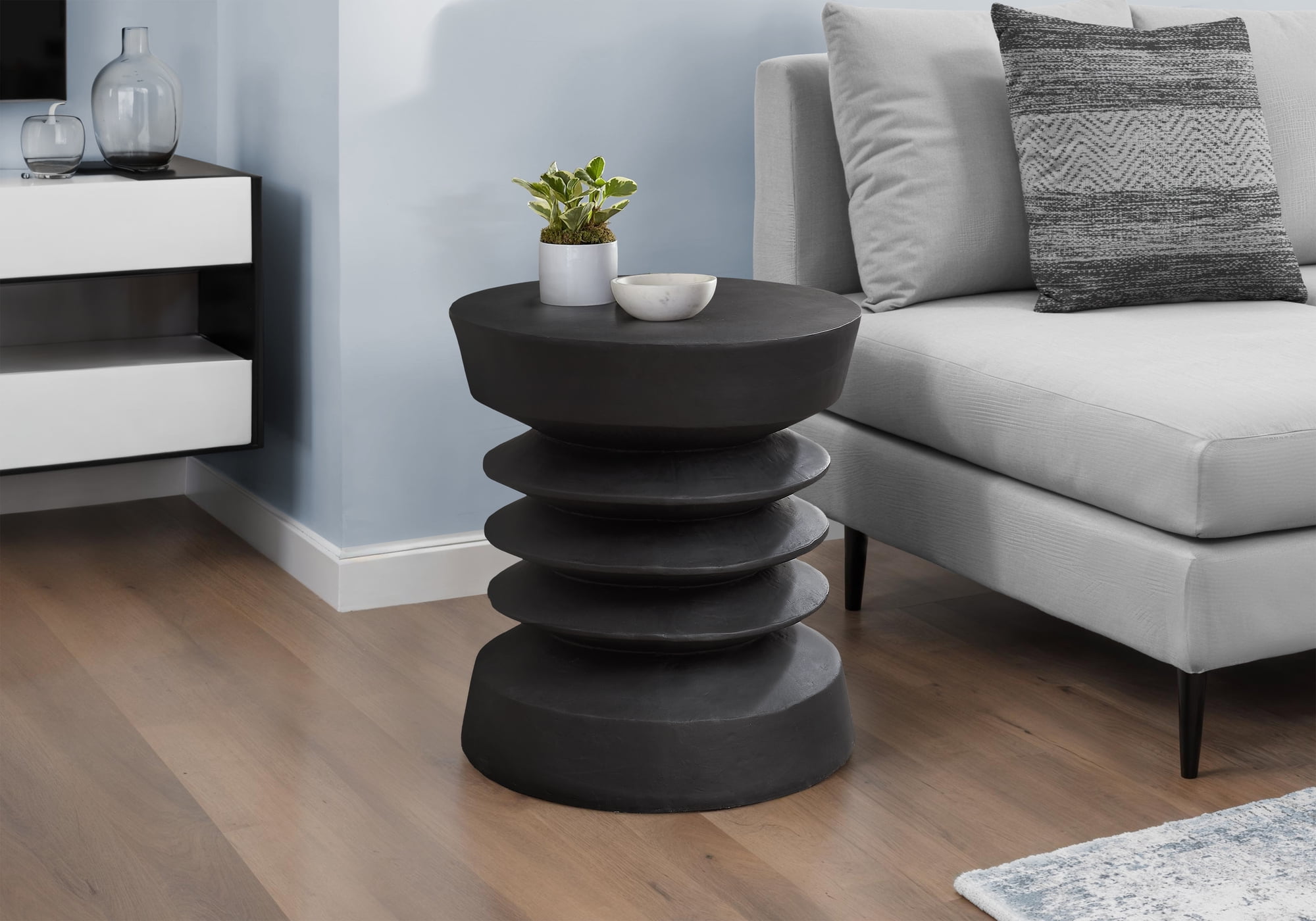 Monarch Specialties - Accent Table, 25"H, Indoor Or Outdoor, Side Table, End, Bedroom, Living Room, Nightstand, Round, Black, Contemporary, Modern