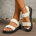 thumbnail image 4 of Dakaela Women’s Open Toe Platform Sandals Elastic Ankle Strap Slingback Slip on Walking Sandal Comfortable Summer Beach Casual Shoes Size 6-9 White, 4 of 9