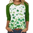 thumbnail image 2 of BEFOKA Women'S Shirts 3/4 Long Sleeve St Patricks Day Crewneck Sweatshirt Irish Shamrock Printed Pullover Sweatshirt Tops For Women Trendy Blouses Green Graphic Tshirts Holiday Outfits Tee Tops, 2 of 7