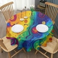 thumbnail image 3 of Colorful Circular Pattern Round Tablecloth 60"x60",Wrinkle Wipeable Table Cloth for Kitchen Dining Room Picnic Patio Party, 3 of 6