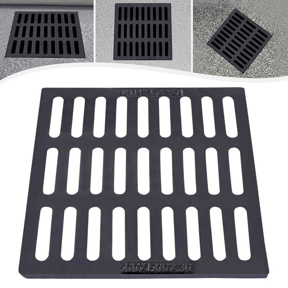 Cast Iron Sewer Grate Drain Catch Basin Cover Strainers Trench Drainage Outdoor for Parking Lots, Yards