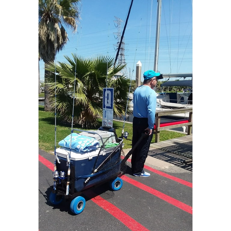 Pier Fishing Cart Gear Marine Dock Carts Wagon Trolley with 4
