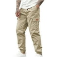 thumbnail image 2 of Zimjoy Mens Cargo Pants Casual Big and Tall Baggy Pant Elastic Waist Straight Leg Work Sweat Pants with Pockets, Khaki 2XL, 2 of 7
