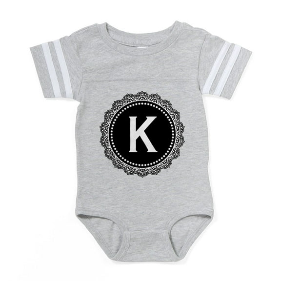 CafePress - Monogram Medallion K - Cute Infant Baby Football Bodysuit