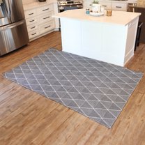 Sunnydaze Traditional Flat Weave Charcoal Gray Lattice Indoor Area Rug, 5' x 7'