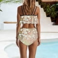 thumbnail image 4 of Trajes de Baño de Bikini de Mujer Conjunto de Cintura Alta de Vendaje de Impresión Sexy con Almohadillas de Pecho, Conjunto de Bikini de Mujer Conservador Y sin Mangas, 4 of 9