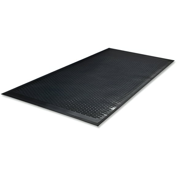 Genuine Joe Clean Step Scraper Floor Mats Outside Entrance, Outdoor - 60" Length x 36" Width - Rubber - Black