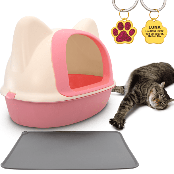 Arenero para Gato KE WOOW Grande con Orejas Cerrado Rosa Cara de gato