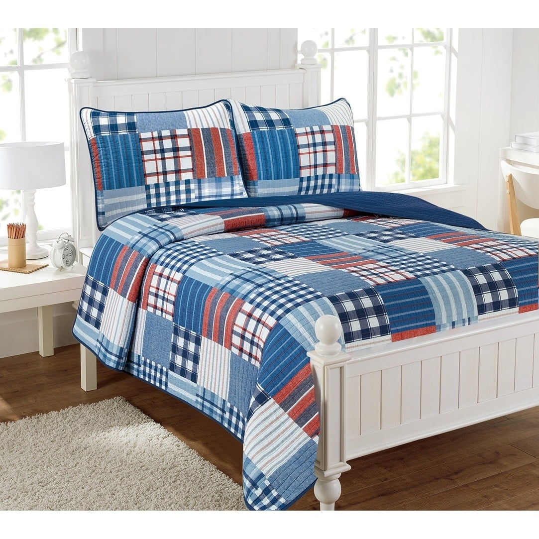 Hudson Patchwork Plaid 3Piece Quilt Set