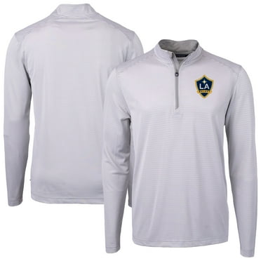 Men's Cutter & Buck Gray LA Galaxy DryTec Virtue Eco Pique Micro Stripe Recycled Quarter-Zip Pullover Top