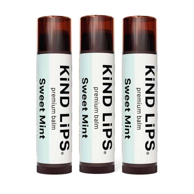 Bálsamo labial Kind Lips - Cuidado de labios nutritivo e hidratante con manteca de karité, cera de abejas y vitamina E | Sabor a menta dulce | 0,15 onzas (paquete de 3)