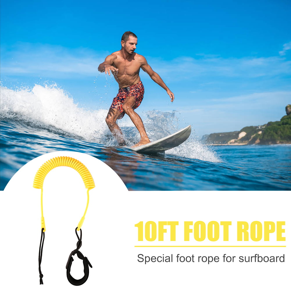 Yellow 10 Feet Coiled SUP Leash Stand Up Paddle Board Surfboard Leash 