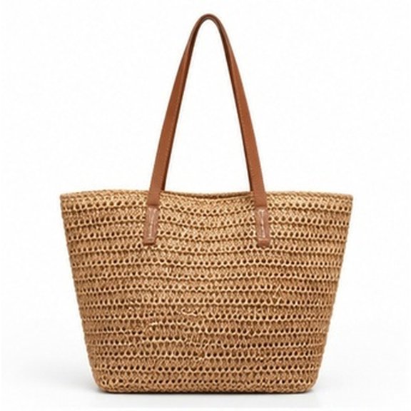 FRCOLOR Straw Tote Bags for Women Woven Minimalist Handbag Vacation